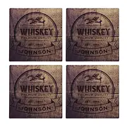 4er Set Untersetzer für Whiskyfans mit eigenem Namen Design 3