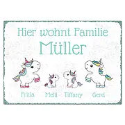 Türschild Einhörner