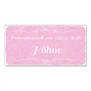 Aluschild im Vintage Look mit Wunschtext 300 x 150mm rosa