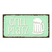 Vintageschild Grillplatz mit Bierkrug