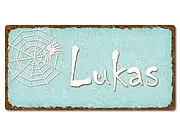 Dekoschild im Vintage Look mit Wunschtext 200 x 100mm pastelltürkis/braun