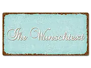 Dekoschild im Vintage Look mit Wunschtext 200 x 100mm pastelltürkis/braun