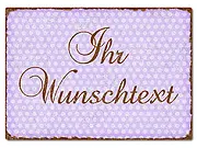 Farbiges Aluschild mit Polka Dots und Wunschtext A4 Polka Dots pastellviolett