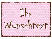 Farbiges Aluschild mit Polka Dots und Wunschtext A4 Polka Dots rosa