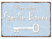 Farbiges Blechschild mit Wunschtext A4 pastellblau