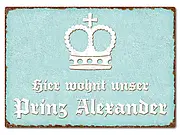 Farbiges Blechschild mit Wunschtext A4 pastelltürkis/braun