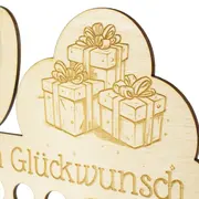 Geldgeschenk zum Geburtstag - aus Holz mit Gravur 