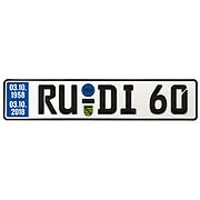 Schönes ausgefallenes Geburstagsgeschenk zum 60 Geburtstag . Ein echtes Autokennzeichen mit dem Namen des Geburtstagskind, dem Geburtsdatum, dem Datum des 60 Geburtstagstags, Wappen des Bundeslands ... Geschenk zum 60. Geburtstag Geburtstagsgeschenk Schild mit TÜV