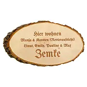 Holzrindenschild als Türschild