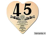 Holzherz mit Wunschtext zum 45.Geburtstag rustikal