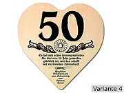 Herz Holzschild mit Wunschtext zum 50. Geburtstag rustikal