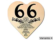 Holzherz mit Wunschtext zum 66. Geburtstag rustikal