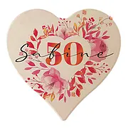 Holzherz mit  Aquarell-Blumen