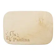 Schneidbrett mit Einhorn und Namen 28 x 19 cm 