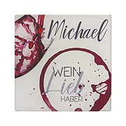 Untersetzer für Weinliebhaber 4er Set mit Wunschnamen 