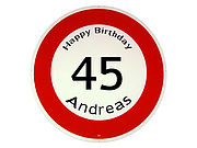 Dieses runde Verkehrsschild ist ein aussergewöhnliches Geburtstagsgeschenk. Ein originelles Geschenk zum 45. Geburtstag, welches beim Beschenkten garantiert gut ankommt. Bei diesem Schild handelt es ... Verkehrsschild als Geburtstagsgeschenk - Geschenk zum 45. Geburtstag