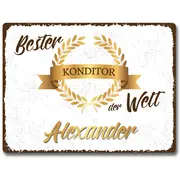 Vintageschild 20 x 15 cm zur Auszeichnung "Beste/r ..."  | mit Name und Beruf