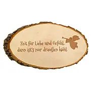 Holzrindenschild mit weichnachtlichem Spruch