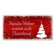 Winterdeko und personalisertes Geschenk in Rot