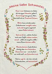 Urkunde für die liebe Schwester