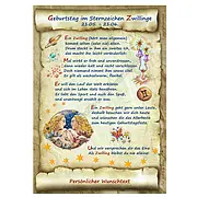 Urkunde - Sternzeichen Zwillinge