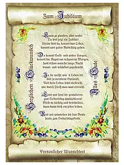 Urkunde zum Jubiläum