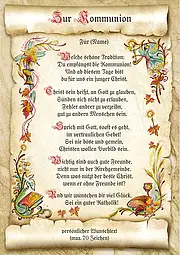 Urkunde zur Kommunion
