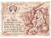 Kunstbild Töpferin - braun / schwarz