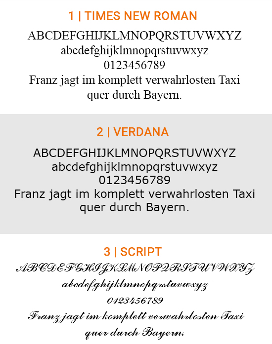 Schriftenauswahl