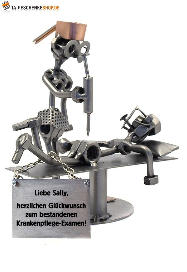 Schraubenmännchenpaar als Geschenk zum Examen für Krankenpfleger Schraubenmännchen als Geschenk zum Examen für Krankenpfleger